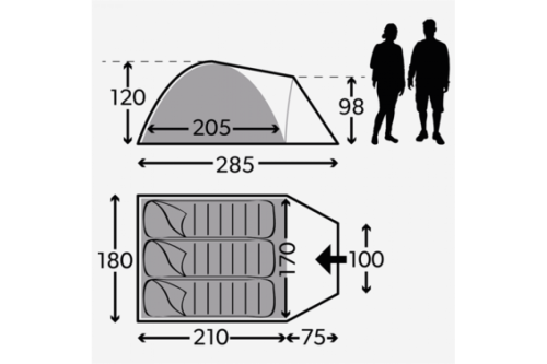 Туристическая каркасная палатка KAMPA Dometic Brighton 3 Grey